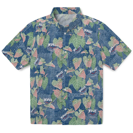 Florida Atlantic Owls Hawaiian Shirt - Anthurium Overlay | Moonbestprint