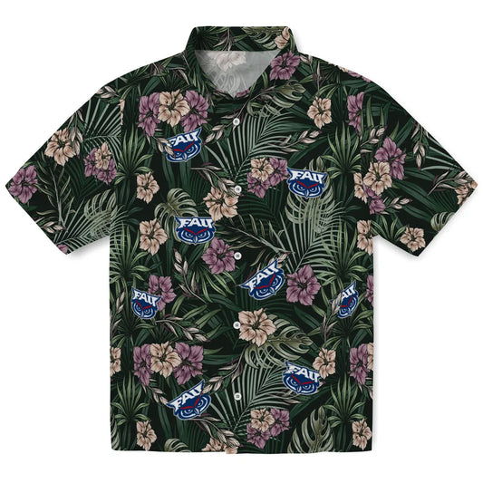 Florida Atlantic Owls Hawaiian Shirt - Hibiscus Leaves Pattern | Moonbestprint