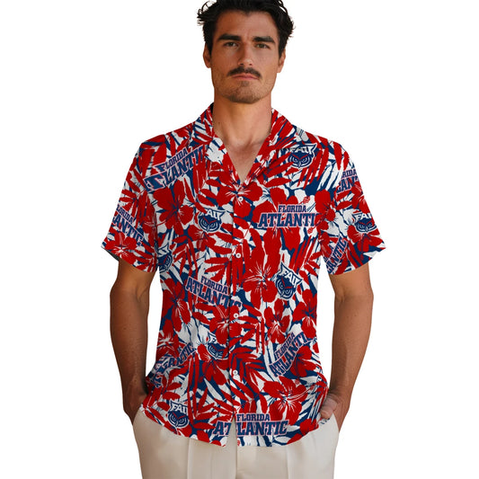 Florida Atlantic Owls Hawaiian Shirt - Hibiscus Overlay | Moonbestprint