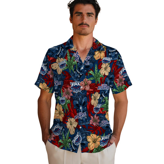 Florida Atlantic Owls Hawaiian Shirt - Hibiscus Tiki Jungle | Moonbestprint