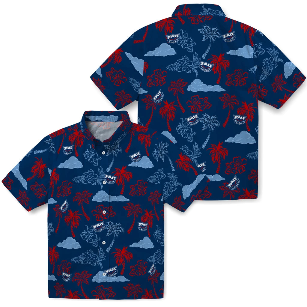 Florida Atlantic Owls Hawaiian Shirt - Palm And Clouds | Moonbestprint