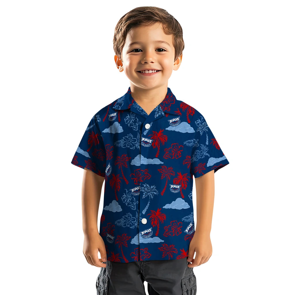 Florida Atlantic Owls Hawaiian Shirt - Palm And Clouds | Moonbestprint