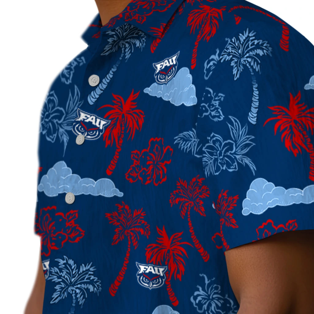 Florida Atlantic Owls Hawaiian Shirt - Palm And Clouds | Moonbestprint