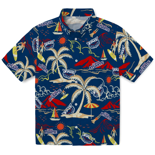 Florida Atlantic Owls Hawaiian Shirt - Palm Tree Island | Moonbestprint