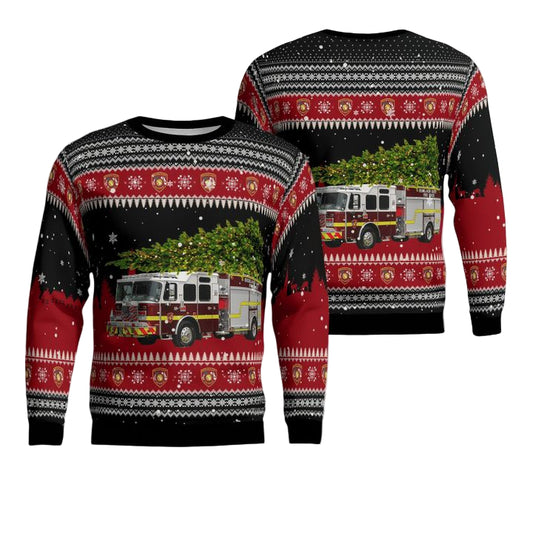 Florida Highlands County Fire Rescue Christmas AOP Sweater ? 4X81 ? Usalast