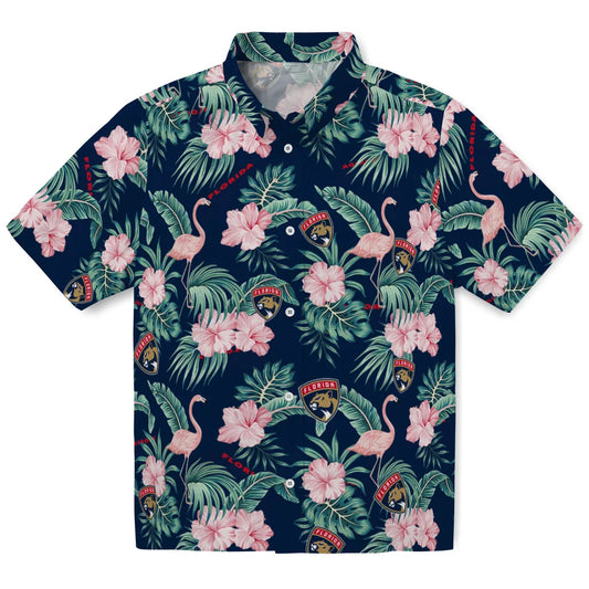 Florida Panthers Hawaiian Shirt - Flamingo and Hibiscus | Moonbestprint