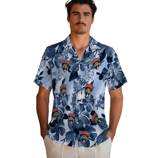 Florida Panthers Hawaiian Shirt - Hibiscus Arrangement | Moonbestprint