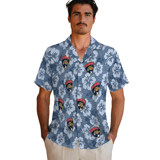 Florida Panthers Hawaiian Shirt - Hibiscus Cluster | Moonbestprint