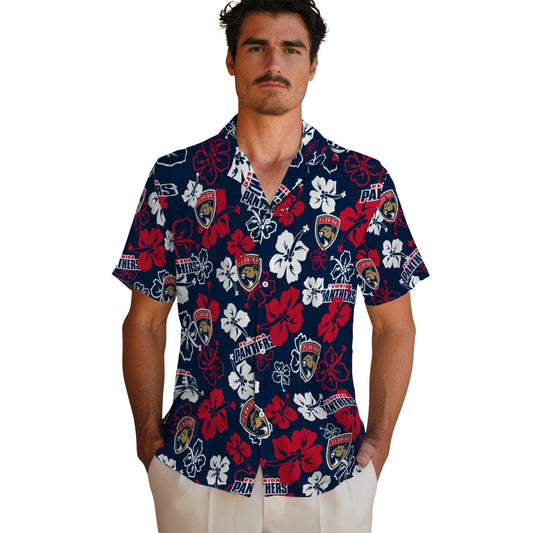 Florida Panthers Hawaiian Shirt - Hibiscus Flower Design | Moonbestprint