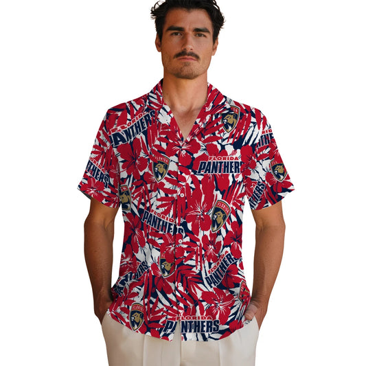 Florida Panthers Hawaiian Shirt - Hibiscus Overlay | Moonbestprint