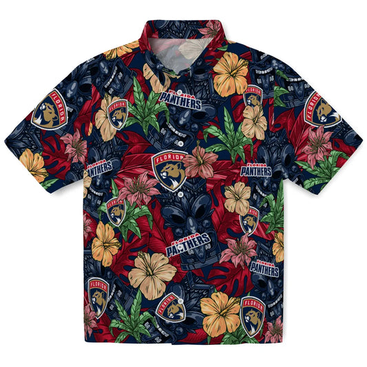Florida Panthers Hawaiian Shirt - Hibiscus Tiki Jungle | Moonbestprint