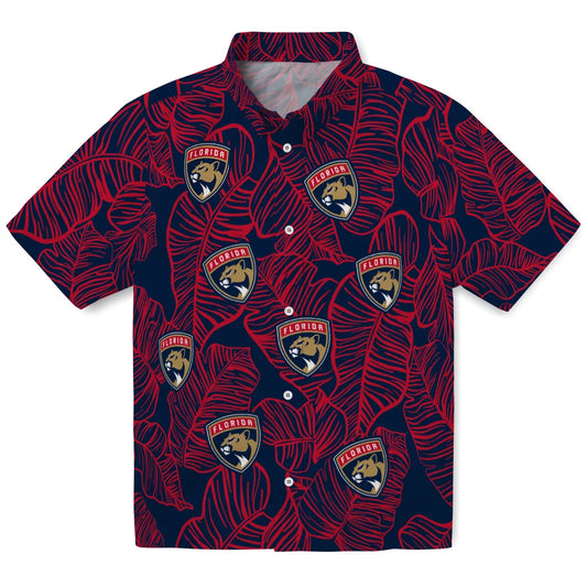 Florida Panthers Hawaiian Shirt - Leaf Outline | Moonbestprint