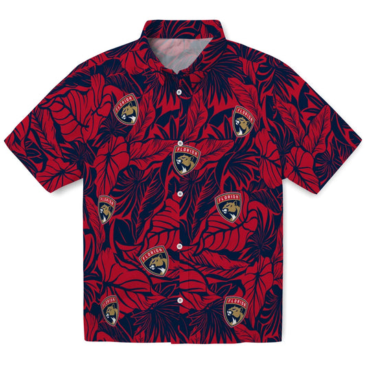 Florida Panthers Hawaiian Shirt - Monstera Layer | Moonbestprint