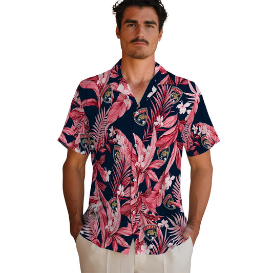 Florida Panthers Hawaiian Shirt - Palm Leaves | Moonbestprint