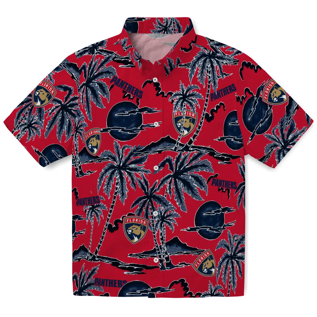 Florida Panthers Hawaiian Shirt - Palm Sunset | Moonbestprint