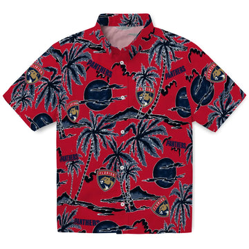 Florida Panthers Hawaiian Shirt - Palm Sunset | Moonbestprint