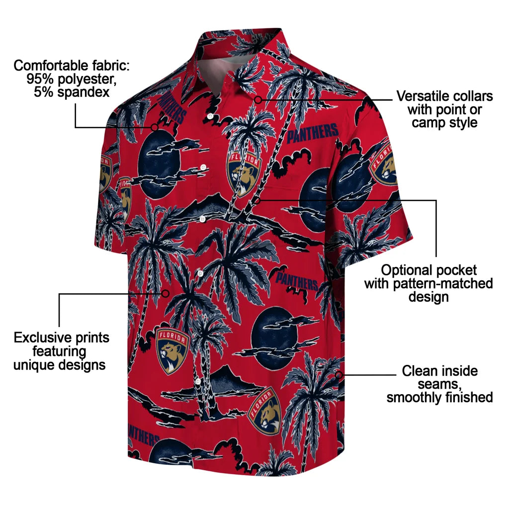 Florida Panthers Hawaiian Shirt - Palm Sunset | Moonbestprint