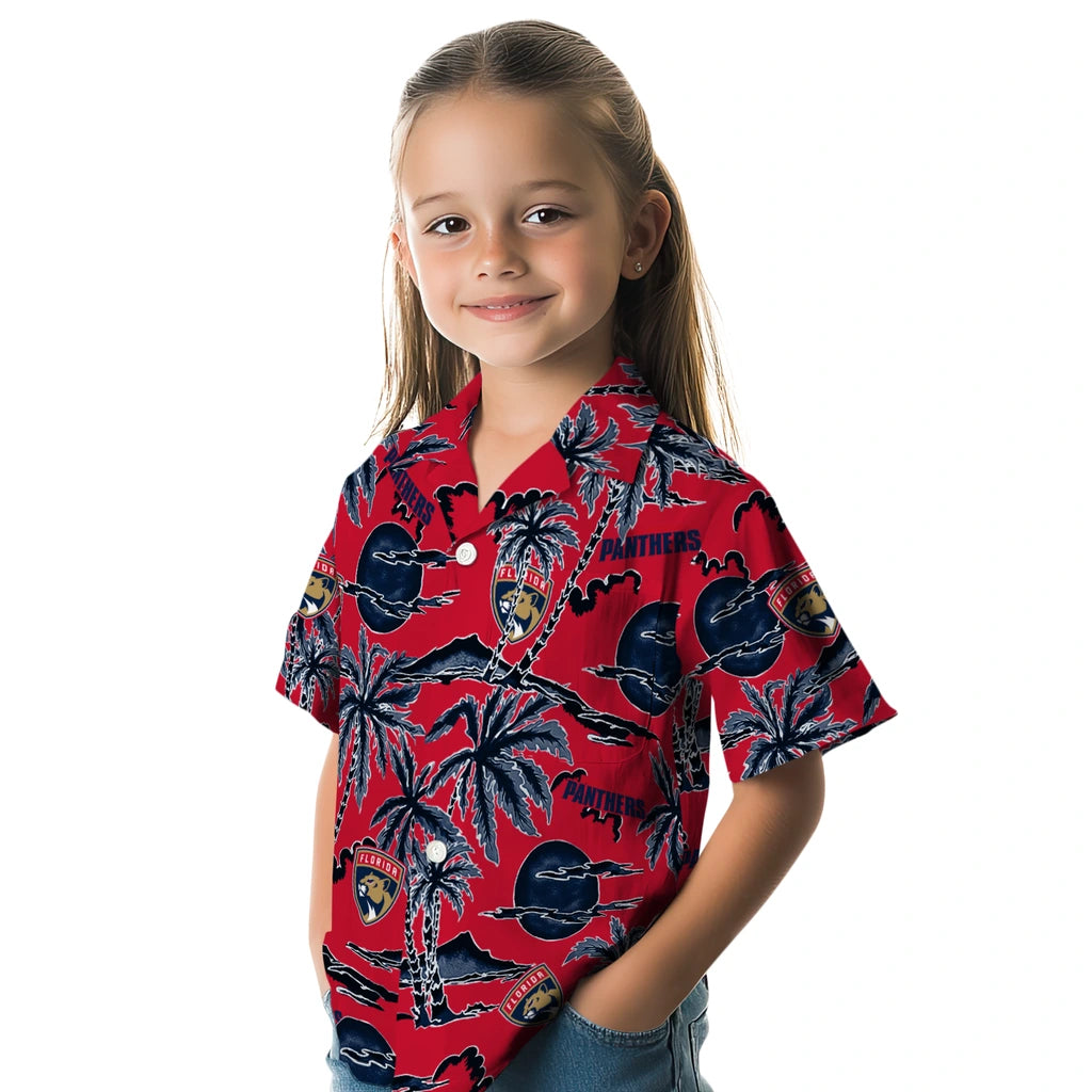 Florida Panthers Hawaiian Shirt - Palm Sunset | Moonbestprint