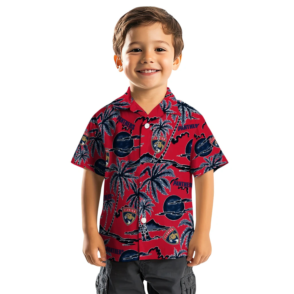 Florida Panthers Hawaiian Shirt - Palm Sunset | Moonbestprint