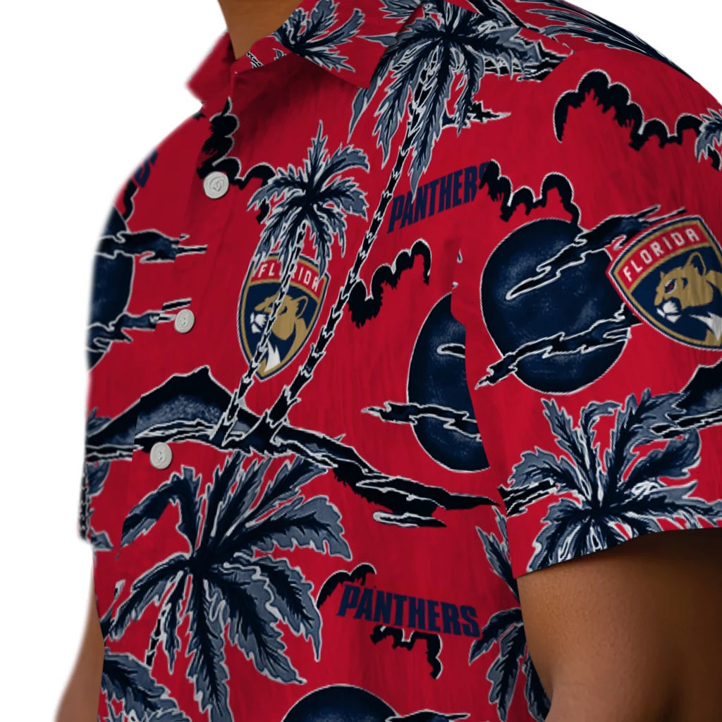 Florida Panthers Hawaiian Shirt - Palm Sunset | Moonbestprint