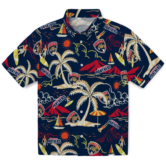 Florida Panthers Hawaiian Shirt - Palm Tree Island | Moonbestprint