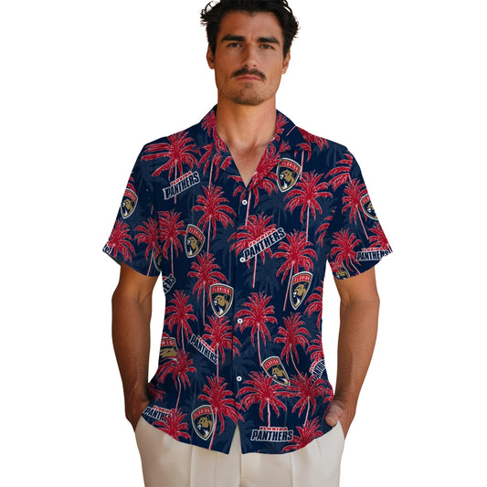 Florida Panthers Hawaiian Shirt - Palm Tree Motif | Moonbestprint