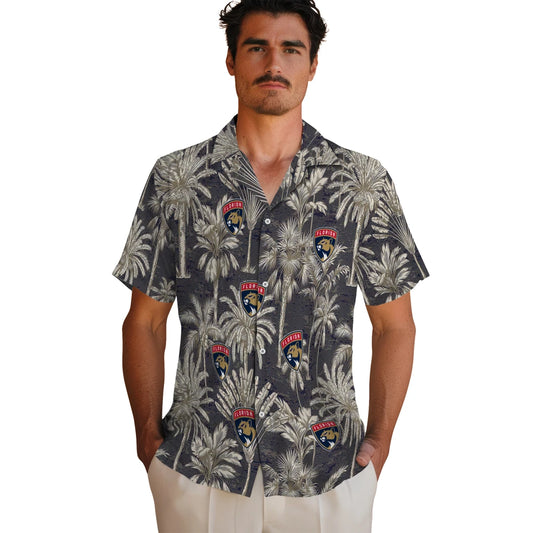 Florida Panthers Hawaiian Shirt - Vintage Palm Tree | Moonbestprint