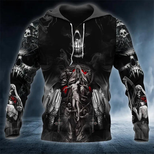 Forbidden Love Gothic Beauty The Death Angel Skull 3D All Over Print Hoodie -Moonbestprint