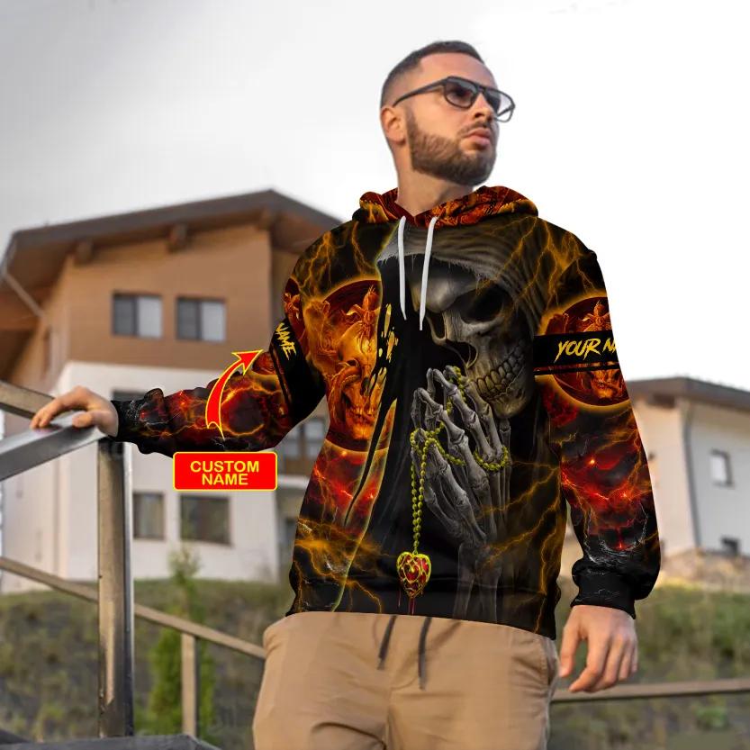 Forbidden Prayer Skull Custom 3D All Over Print Hoodie -Moonbestprint