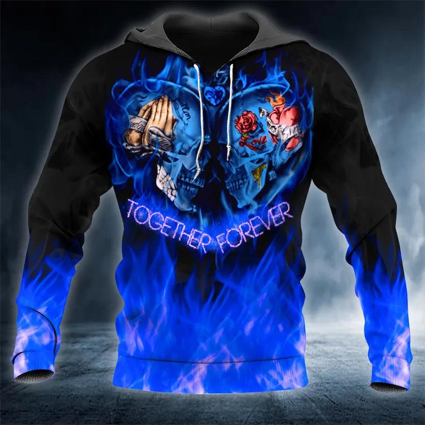 Forever Together Couple Skull 3D All Over Print Hoodie -Moonbestprint