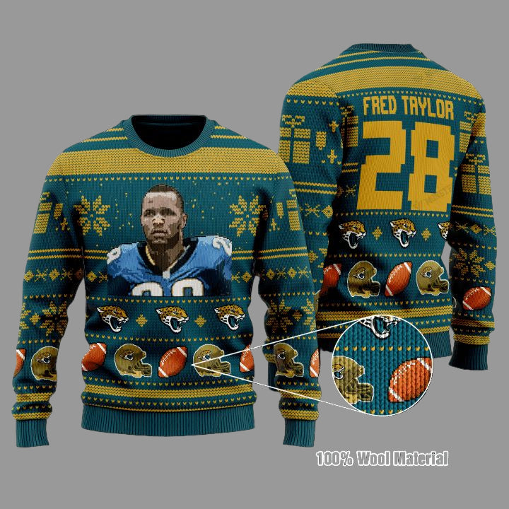 Fred Taylor 28 Jacksonville Jaguars Nfl Christmas Sweater ? Usalast