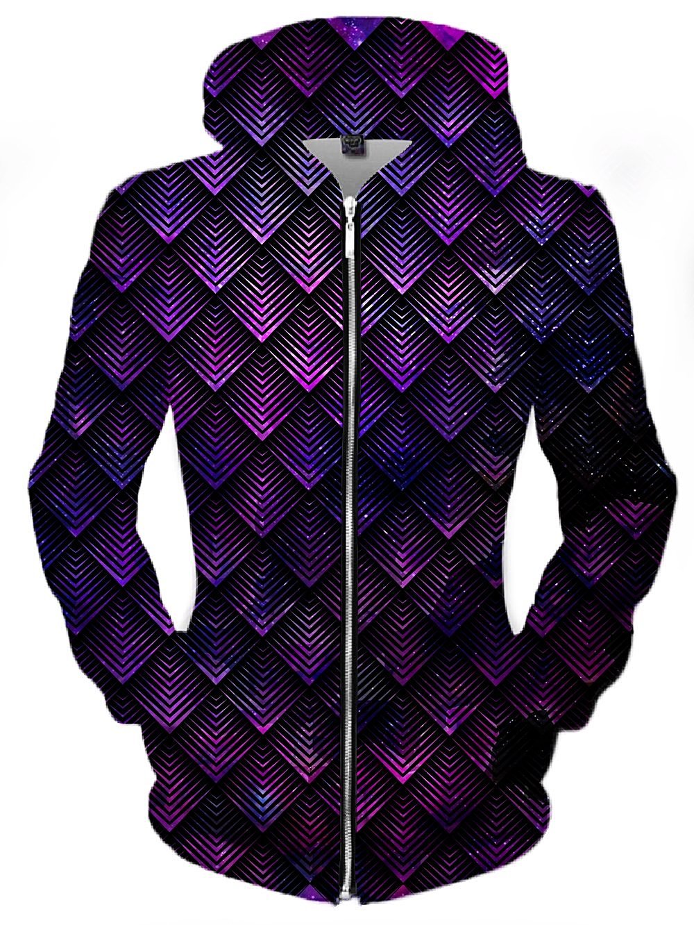 Galactic Dragon Scale Purple Unisex Zip-Up Hoodie -Moonbestprint