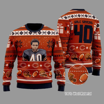 Gale Sayers 40 Chicago Bears Nfl Christmas Sweater ? Usalast