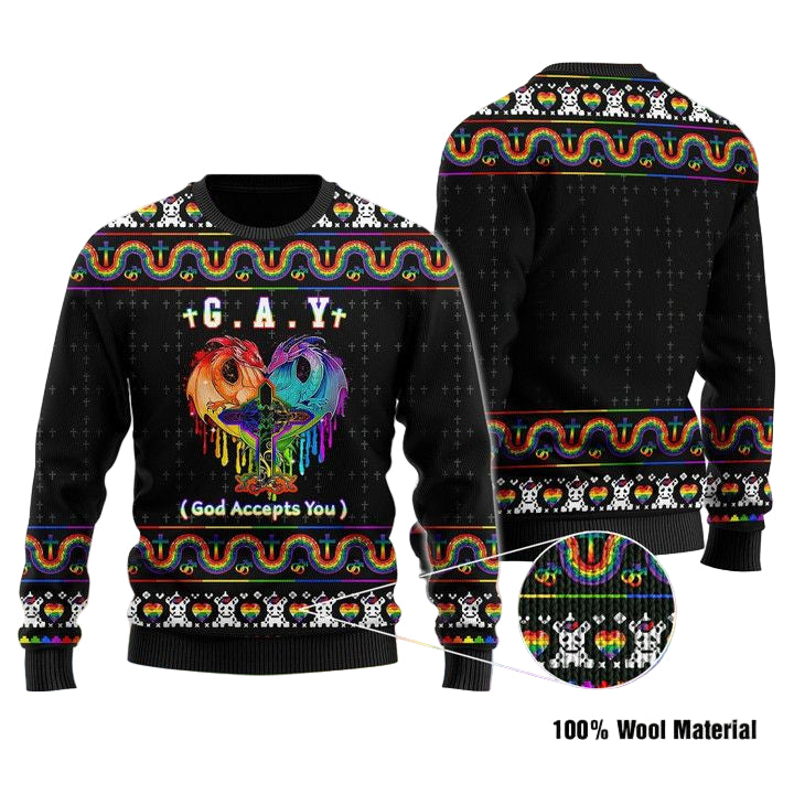 Gay God Accept You LGBT Jesus Ugly Christmas Sweater ? Usalast