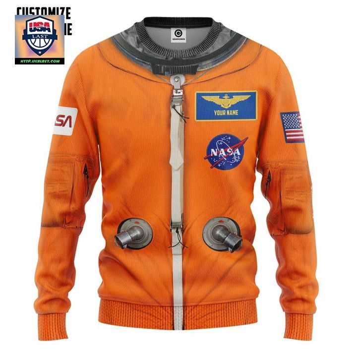 Nasa Orange Space Suit Custom Name Sweater Apparel ? Usalast