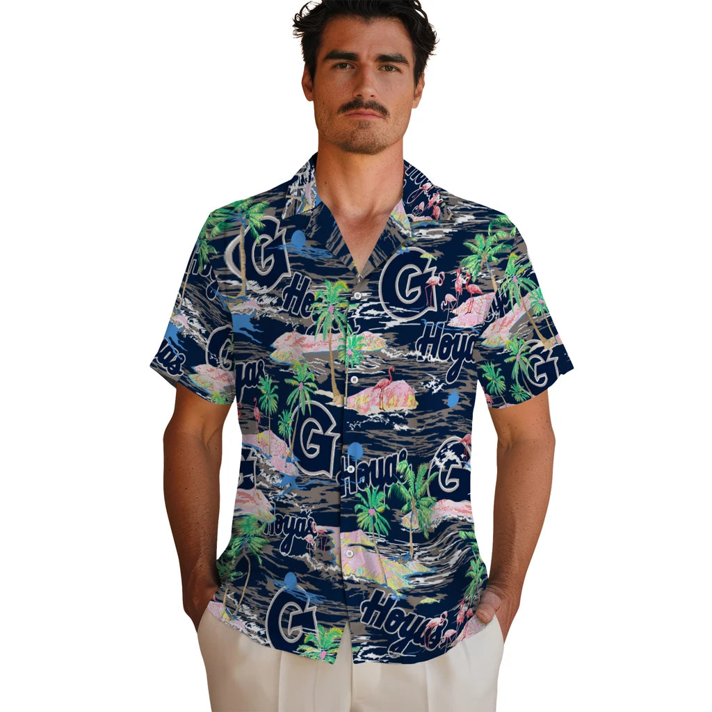 Georgetown Hoyas Flamingo Retreat 2026 Hawaiian Shirt – Moonbestprint