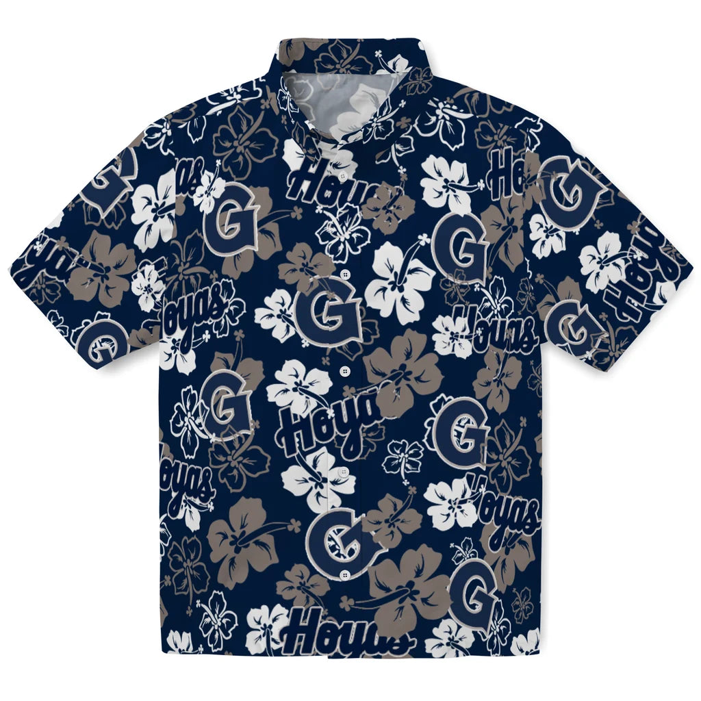 Georgetown Hoyas Hibiscus Bloom Hawaiian Shirt – Moonbestprint