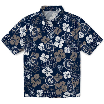 Georgetown Hoyas Hibiscus Bloom Hawaiian Shirt – Moonbestprint