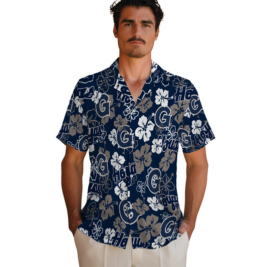 Georgetown Hoyas Hibiscus Bloom Hawaiian Shirt – Moonbestprint