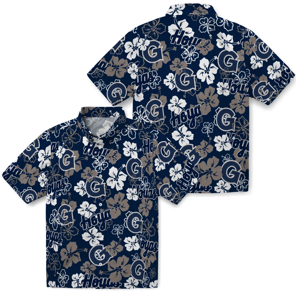 Georgetown Hoyas Hibiscus Bloom Hawaiian Shirt – Moonbestprint