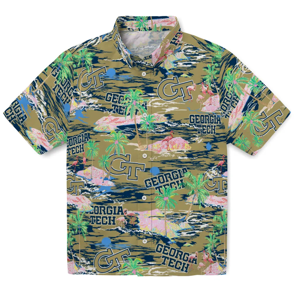 Georgia Tech Yellow Jackets Flamingo Retreat 2026 Hawaiian Shirt – Moonbestprint