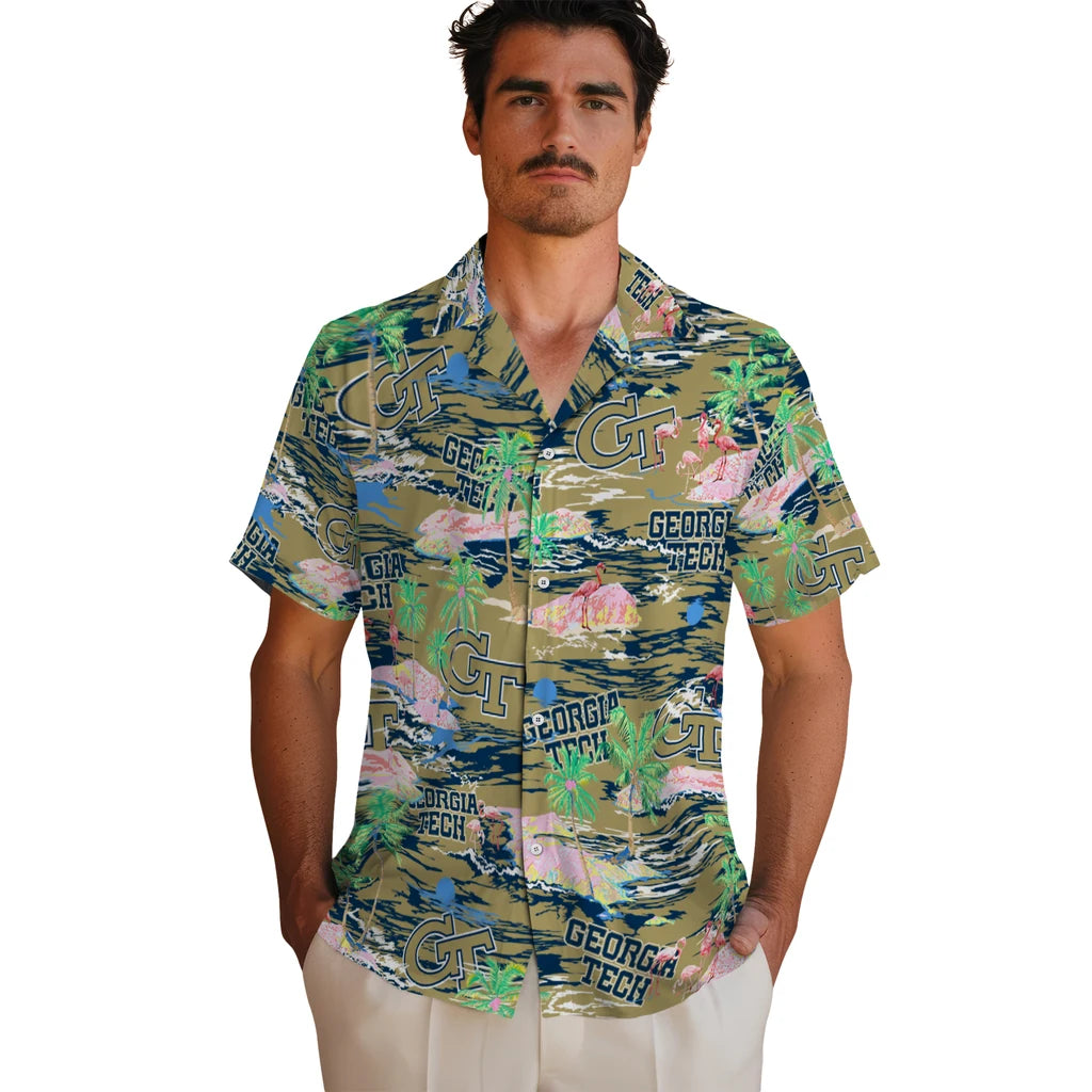 Georgia Tech Yellow Jackets Flamingo Retreat 2026 Hawaiian Shirt – Moonbestprint