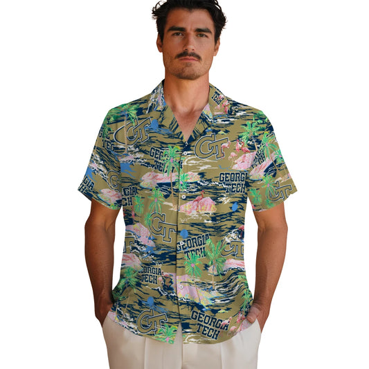 Georgia Tech Yellow Jackets Flamingo Retreat 2026 Hawaiian Shirt – Moonbestprint