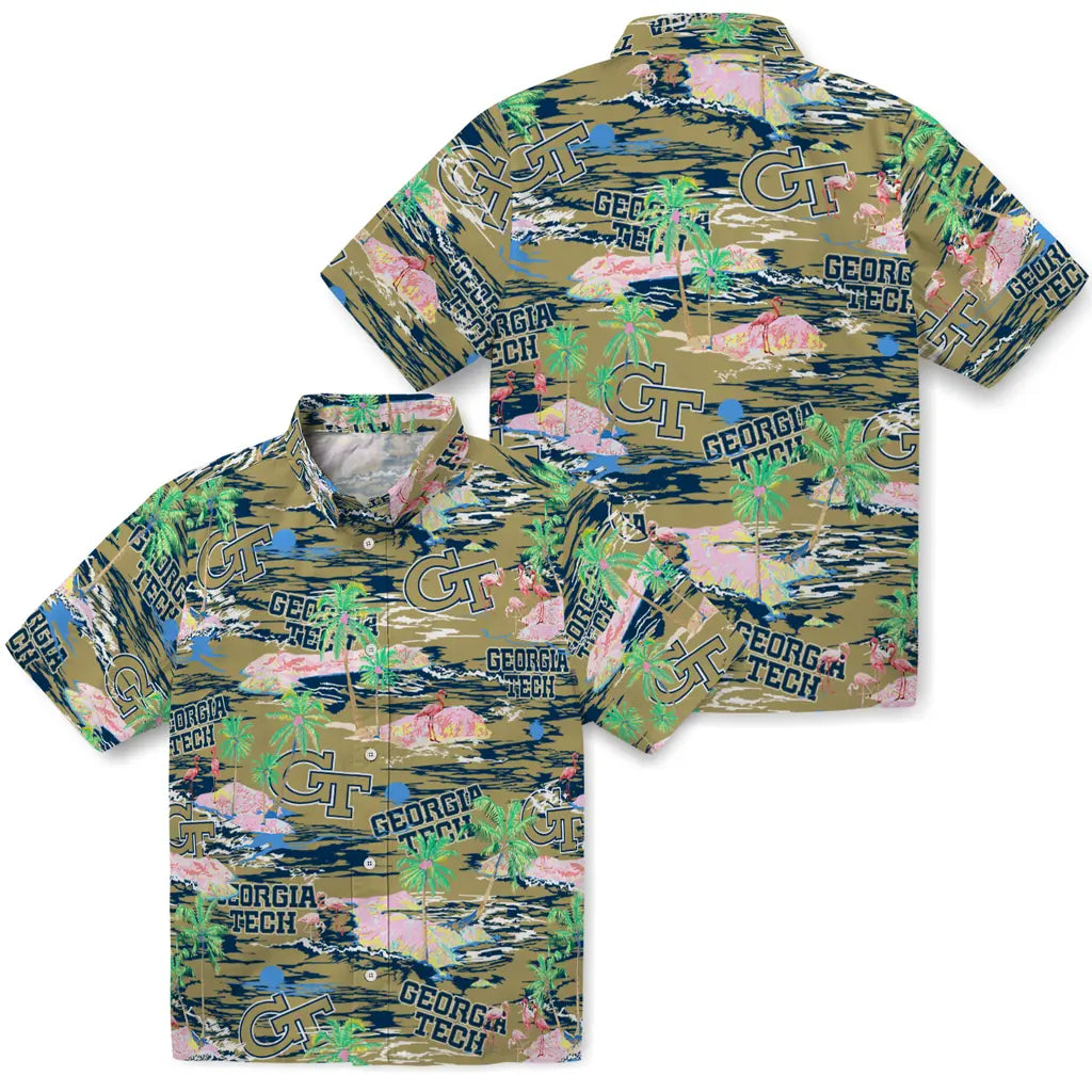 Georgia Tech Yellow Jackets Flamingo Retreat 2026 Hawaiian Shirt – Moonbestprint