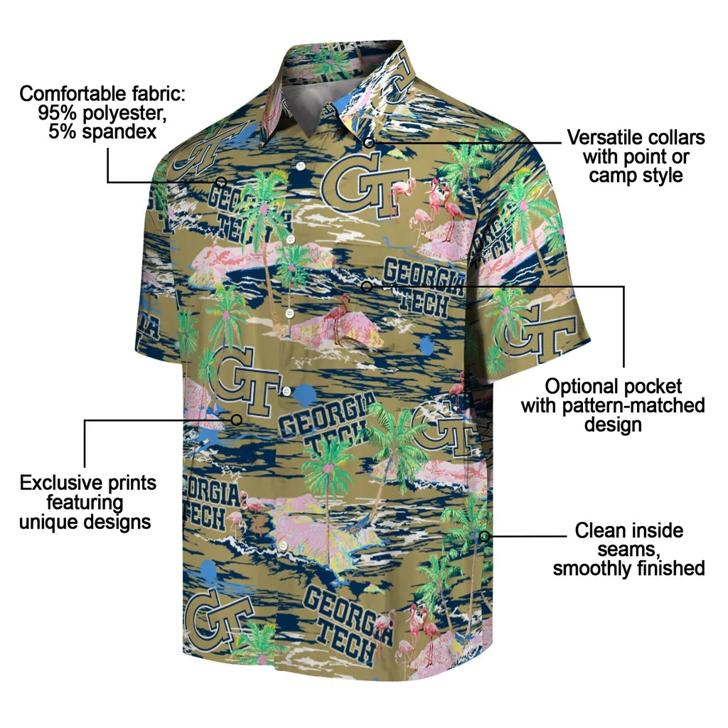 Georgia Tech Yellow Jackets Flamingo Retreat 2026 Hawaiian Shirt – Moonbestprint