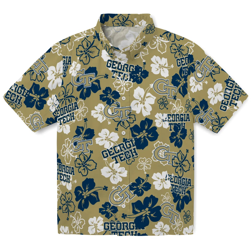 Georgia Tech Yellow Jackets Hibiscus Bloom Hawaiian Shirt – Moonbestprint