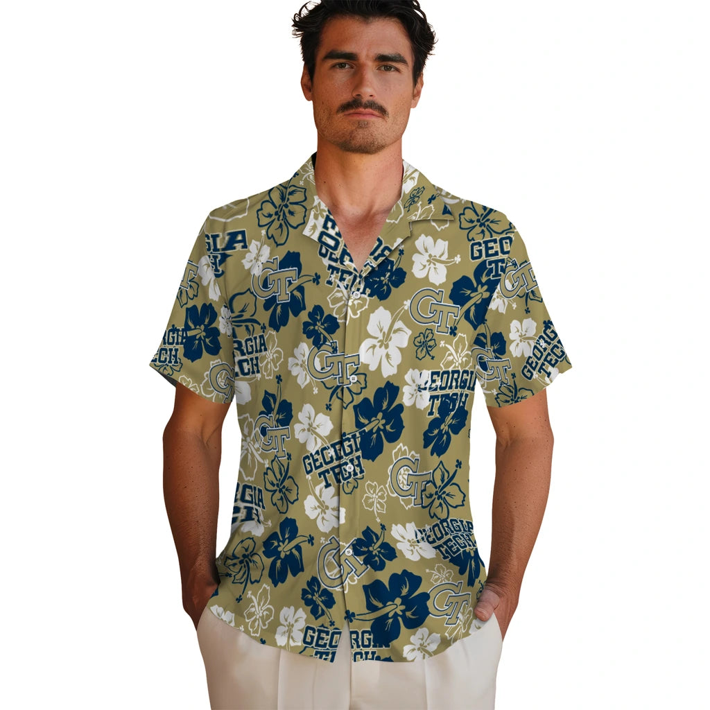 Georgia Tech Yellow Jackets Hibiscus Bloom Hawaiian Shirt – Moonbestprint