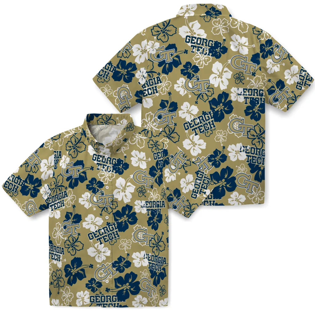 Georgia Tech Yellow Jackets Hibiscus Bloom Hawaiian Shirt – Moonbestprint