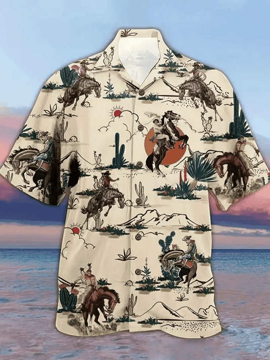 Western Cowboy Adventure Cactus Aloha Hawaiian Shirt - Moonbestprint