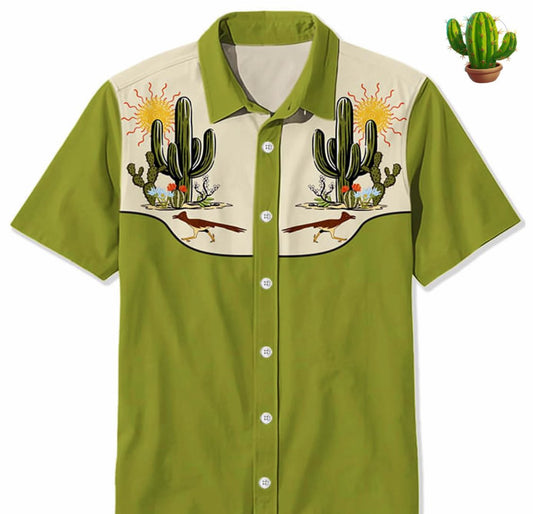 Arizona Roadrunner Boho Desert Cactus Aloha Hawaiian Shirt - Moonbestprint